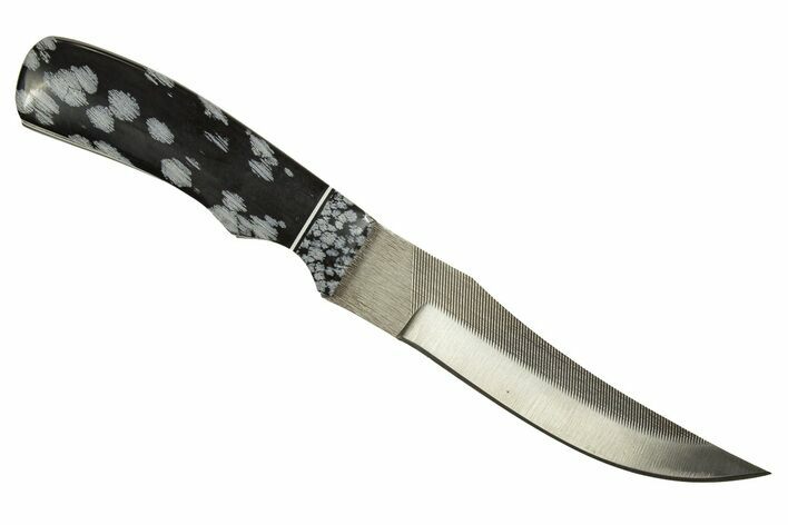 Knife With Snowflake Obsidian Handle - Handcrafted In Utah #327610